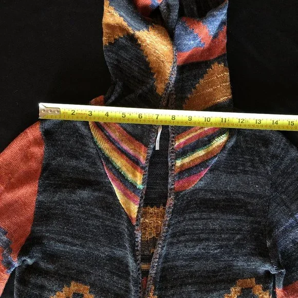 Free People Long Pattern Hooded Cardi Size M - Picture 7 of 12